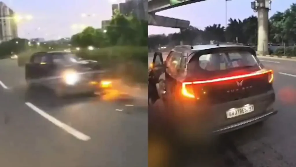 Gurugram Accident Caught on Camera: Biker Dies After Being Hit by Car on Wrong Side
